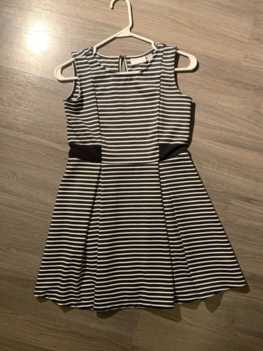 CHILDREN'S PLACE Occasion Dress, NEW!, B/W Stripe, Stretchy, Girl L(10-12yrs)